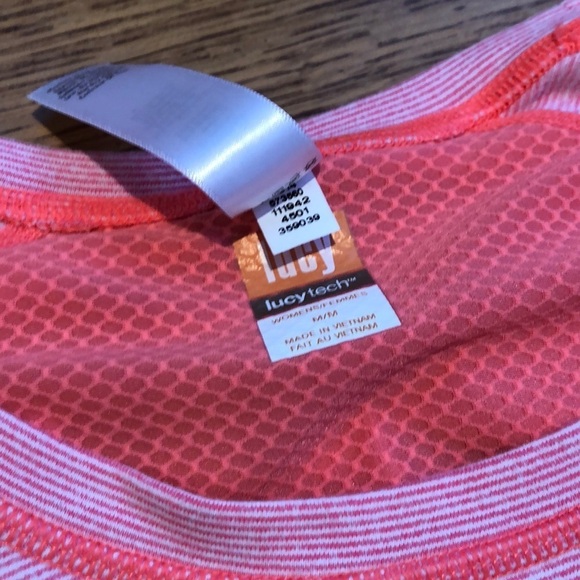 Lucy Activewear Neon Striped Ruched Athletic Top M - Picture 2 of 5